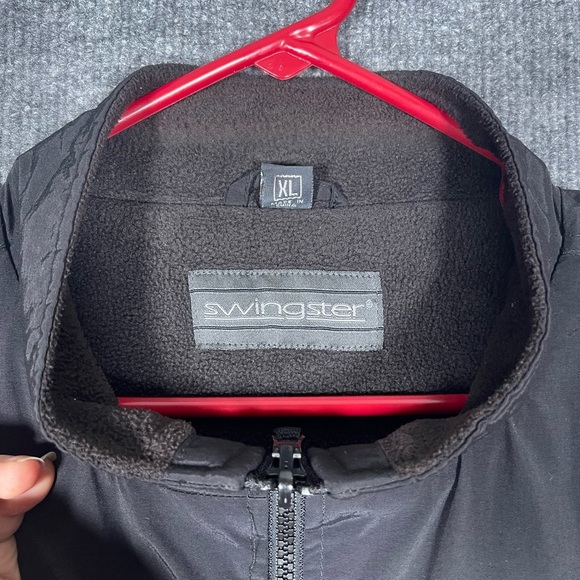 Swingster Budweiser Bud Light Men’s XL Black Fleece Lined Embroidered Vest - Picture 10 of 11